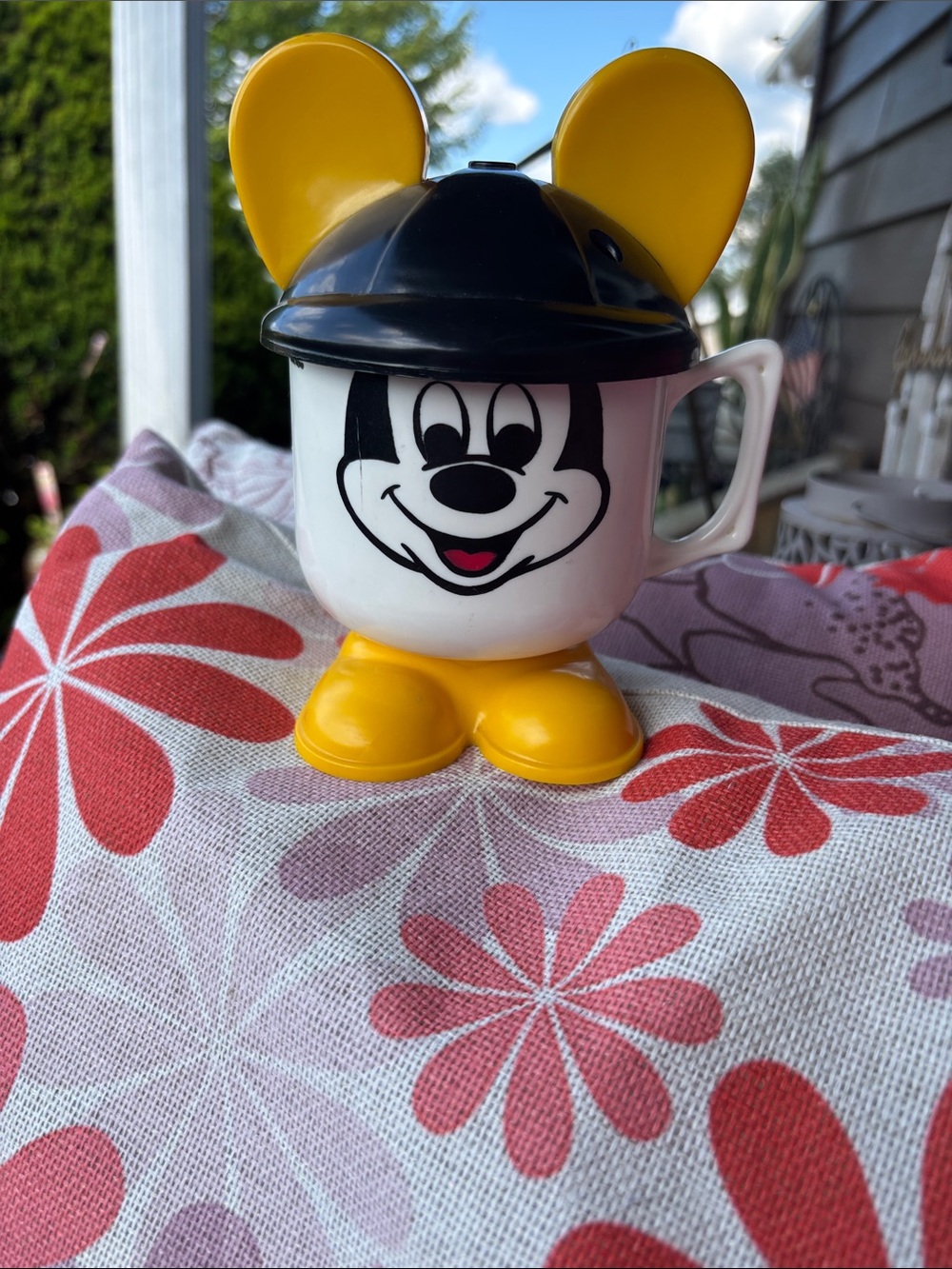 Mickey Mouse Yellow & Black Character Mug with Ears.  Walt Disney Productions.